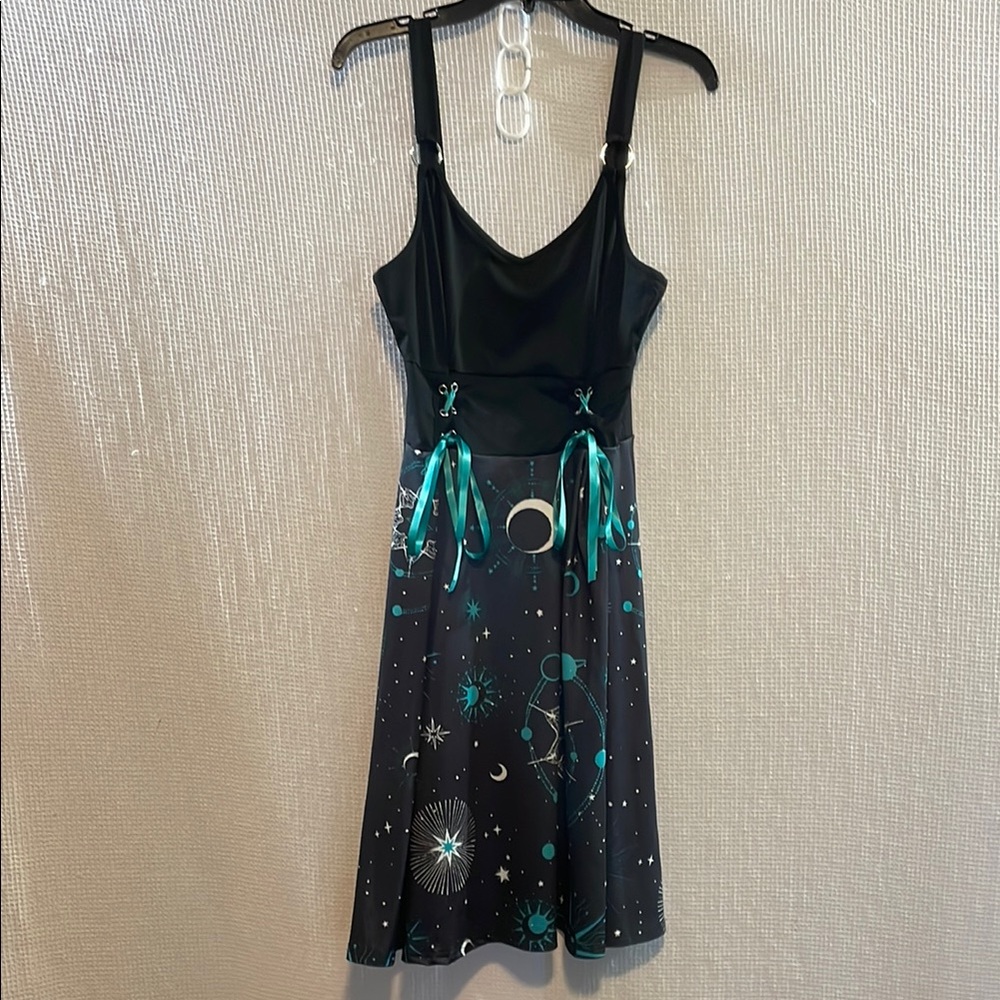 Black and Teal Celestial Dress Medium in branded